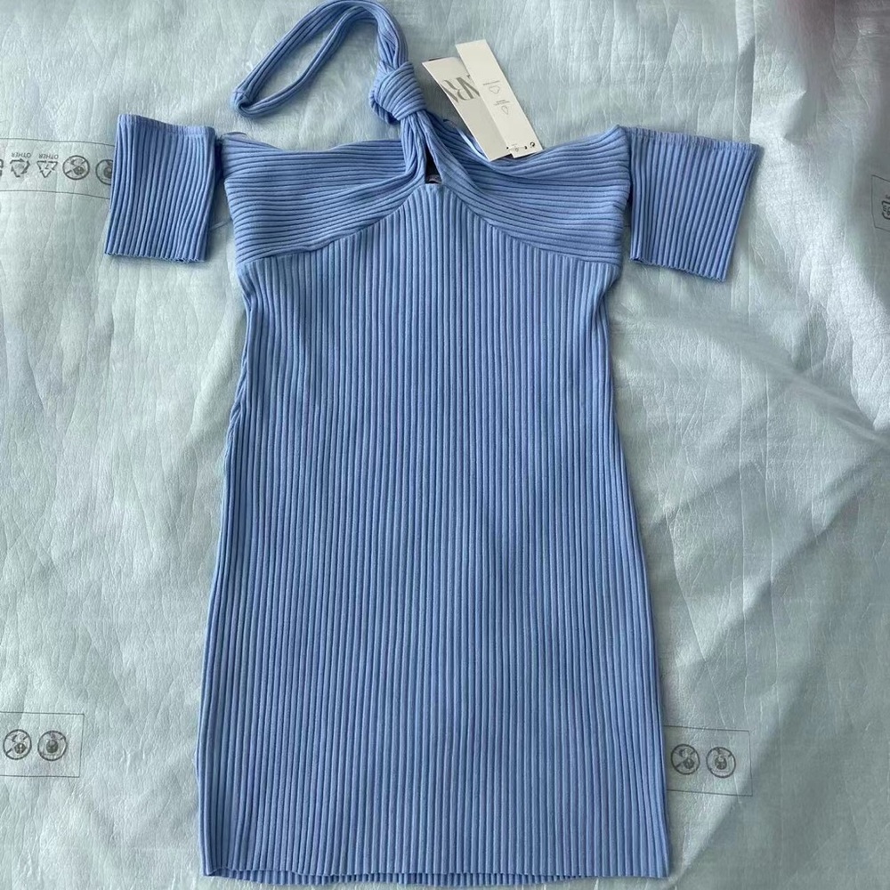 Zara Knotted Rib Dress Size Large
